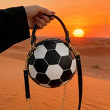 Soccer Theme Ladies Handbag, PU Material, Hand Carry Shoulder Crossbody Three Ways, Daily Outing Versatile Fashion(green)