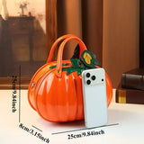 New PU 3D Pumpkin Bag, Rustic Handheld Crossbody Autumn Daily Bag