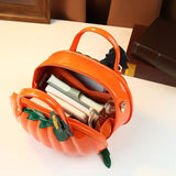 New PU 3D Pumpkin Bag, Rustic Handheld Crossbody Autumn Daily Bag