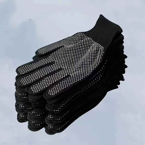 10 pairs Nylon Dot Grip Work Gloves – 13-Gauge PVC Dots Safety Gloves for Construction, Electrical & Handling, Breathable Knit, Non-Slip(black)