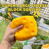 1 Oversized Cheese Stress Relief Toy – Slow-Rebound Giant Soft Cheese Squishy Ball, Kids' Party Favor, Desktop Decoration, Office Relaxation Item, Christmas/Halloween/Birthday Gift