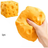 1 Oversized Cheese Stress Relief Toy – Slow-Rebound Giant Soft Cheese Squishy Ball, Kids' Party Favor, Desktop Decoration, Office Relaxation Item, Christmas/Halloween/Birthday Gift