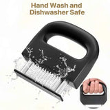 304 Stainless Steel 48-Blade Meat Tenderizer, Non-Slip Handle with Auto-Retraction, Quickly Cuts Tendons and Shortens Cooking Time, Works for Steak Lamb Chops Chicken Breast, Kitchen Essential