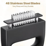304 Stainless Steel 48-Blade Meat Tenderizer, Non-Slip Handle with Auto-Retraction, Quickly Cuts Tendons and Shortens Cooking Time, Works for Steak Lamb Chops Chicken Breast, Kitchen Essential