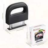304 Stainless Steel 48-Blade Meat Tenderizer, Non-Slip Handle with Auto-Retraction, Quickly Cuts Tendons and Shortens Cooking Time, Works for Steak Lamb Chops Chicken Breast, Kitchen Essential