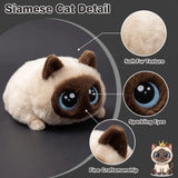 Adorable Big-Eyed Cat Plush Toy – Soft, Fluffy, Palm-Sized, Perfect for Playtime Cuddles and Soothing Companionship. (Siamese Cat)