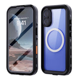 iPhone 16 Plus Waterproof Phone Case IP68 Drop Protection Snow Dust Resistant with Lanyard for Swimming Skiing Off Road Adventures(blue)
