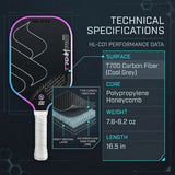 T700 Carbon Fiber Pickleball Paddle 16mm Core Lightweight Single Paddle with Polymer Honeycomb Core(BLACK+RED)