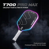 T700 Carbon Fiber Pickleball Paddle 16mm Core Lightweight Single Paddle with Polymer Honeycomb Core(BLACK+RED)