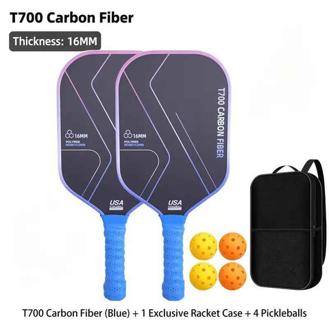T700 Carbon Fiber Pickleball Paddle Set (2 Pack): 8.0oz Lightweight Widebody Design, Ideal for Beginners & Seniors（BLUE)