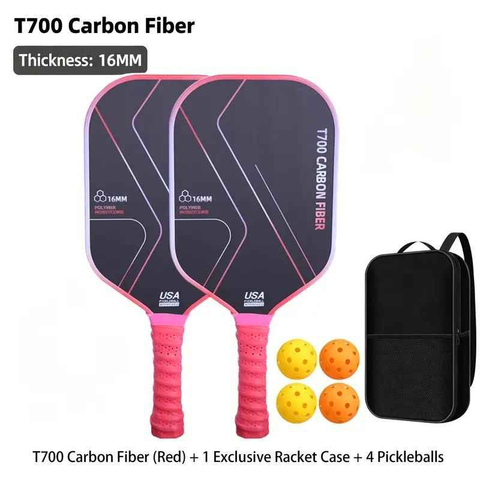T700 Carbon Fiber Pickleball Paddle Set (2 Pack): 8.0oz Lightweight Widebody Design, Ideal for Beginners & Seniors（RED)