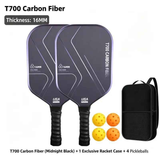 T700 Carbon Fiber Pickleball Paddle Set (2 Pack): 8.0oz Lightweight Widebody Design, Ideal for Beginners & Seniors（BLACK)
