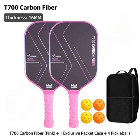 T700 Carbon Fiber Pickleball Paddle Set (2 Pack): 8.0oz Lightweight Widebody Design, Ideal for Beginners & Seniors（pink)