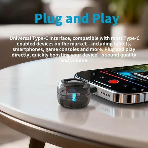 Cyberpunk Mini Type-C Speaker & Microphone – Plug & Play, No Charging Needed, the Eye of Sound in Your Pocket.