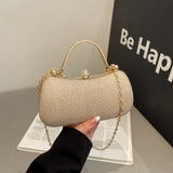 【PU Evening Bag】 Rhinestone-encrusted Gold Handle, Magnetic Snap Closure, Horizontal Oval Clutch, Lightweight & Portable – Top Choice for Weddings & Parties./golden In Australia - Darrahopens