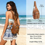 Vintage Bohemian Multi-Functional Chest Bag | PU Embossed 3-in-1 Bag, Exuding Bohemian Charm/brwon