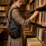 Vintage Bohemian Multi-Functional Chest Bag | PU Embossed 3-in-1 Bag, Exuding Bohemian Charm/brwon