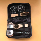 7-in-1 Travel Case Black and Neutral Shoe Brush Cleaning Kit