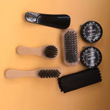 7-in-1 Travel Case Black and Neutral Shoe Brush Cleaning Kit
