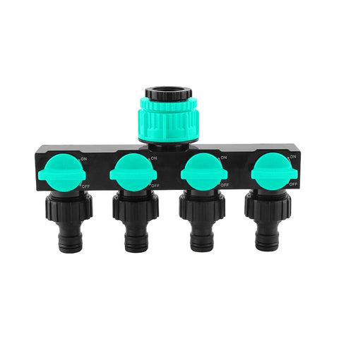 4-Way Independent Valve Garden Hose Splitter: Leak-Proof Faucet Connector, All-in-One for Watering, Car Washing and Sprinkler Systems, Essential Outdoor Tool for Efficient Water Saving/acid blue