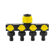 4-Way Independent Valve Garden Hose Splitter: Leak-Proof Faucet Connector, All-in-One for Watering, Car Washing and Sprinkler Systems, Essential Outdoor Tool for Efficient Water Saving/YELLOW In Australia - Darrahopens