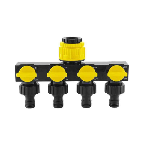 4-Way Independent Valve Garden Hose Splitter: Leak-Proof Faucet Connector, All-in-One for Watering, Car Washing and Sprinkler Systems, Essential Outdoor Tool for Efficient Water Saving/YELLOW In Australia - Darrahopens
