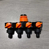 4-Way Independent Valve Garden Hose Splitter: Leak-Proof Faucet Connector, All-in-One for Watering, Car Washing and Sprinkler Systems, Essential Outdoor Tool for Efficient Water Saving/YELLOW