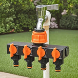 4-Way Independent Valve Garden Hose Splitter: Leak-Proof Faucet Connector, All-in-One for Watering, Car Washing and Sprinkler Systems, Essential Outdoor Tool for Efficient Water Saving/YELLOW