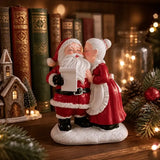 1pc Santa and Mrs. Claus Kissing Resin Figurine, Sweet Couple Christmas Desktop Decoration, Christmas Gift Party Scene Decor Prop, Home Bedroom Desk Cute Collectible Craft Ornament