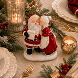 1pc Santa and Mrs. Claus Kissing Resin Figurine, Sweet Couple Christmas Desktop Decoration, Christmas Gift Party Scene Decor Prop, Home Bedroom Desk Cute Collectible Craft Ornament