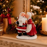 1pc Santa and Mrs. Claus Kissing Resin Figurine, Sweet Couple Christmas Desktop Decoration, Christmas Gift Party Scene Decor Prop, Home Bedroom Desk Cute Collectible Craft Ornament