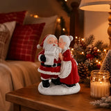 1pc Santa and Mrs. Claus Kissing Resin Figurine, Sweet Couple Christmas Desktop Decoration, Christmas Gift Party Scene Decor Prop, Home Bedroom Desk Cute Collectible Craft Ornament