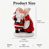 1pc Santa and Mrs. Claus Kissing Resin Figurine, Sweet Couple Christmas Desktop Decoration, Christmas Gift Party Scene Decor Prop, Home Bedroom Desk Cute Collectible Craft Ornament