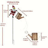 Solar Santa Claus Watering Can Light, IP64 Waterproof Iron Art, Multi-Color Light Effects, Brighten Up Your Outdoor Garden Holiday Ambiance (Warm Light)