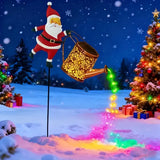 Solar Santa Claus Watering Can Light, IP64 Waterproof Iron Art, Multi-Color Light Effects, Brighten Up Your Outdoor Garden Holiday Ambiance (Colorful Light)