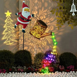 Solar Santa Claus Watering Can Light, IP64 Waterproof Iron Art, Multi-Color Light Effects, Brighten Up Your Outdoor Garden Holiday Ambiance (Colorful Light)