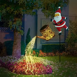 Solar Santa Claus Watering Can Light, IP64 Waterproof Iron Art, Multi-Color Light Effects, Brighten Up Your Outdoor Garden Holiday Ambiance (Colorful Light)