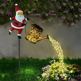 Solar Santa Claus Watering Can Light, IP64 Waterproof Iron Art, Multi-Color Light Effects, Brighten Up Your Outdoor Garden Holiday Ambiance (Colorful Light)