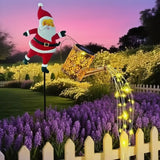 Solar Santa Claus Watering Can Light, IP64 Waterproof Iron Art, Multi-Color Light Effects, Brighten Up Your Outdoor Garden Holiday Ambiance (Colorful Light)
