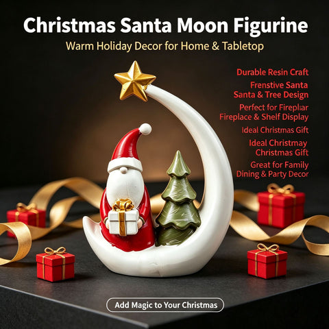 Christmas Moon Resin Figurine, Warm Holiday Tabletop Decoration In Australia - Darrahopens
