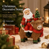 Santa Riding Highland Cow Resin Figurine | Hand-Painted Cute Design, Red Scarf & Mini Christmas Tree Accents, Festive Desktop Décor In Australia - Darrahopens