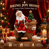 Santa Riding Highland Cow Resin Figurine | Hand-Painted Cute Design, Red Scarf & Mini Christmas Tree Accents, Festive Desktop Décor In Australia - Darrahopens