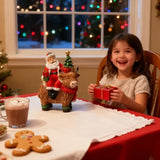 Santa Riding Highland Cow Resin Figurine | Hand-Painted Cute Design, Red Scarf & Mini Christmas Tree Accents, Festive Desktop Décor