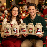 Christmas Jute Drawstring Gift Bags, Pack of 12, 5 Random Themes, Perfect for Gifts and Decorations In Australia - Darrahopens