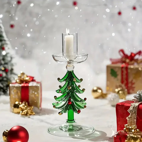 Glass Christmas Tree Candle Holder, Transparent Festive Tabletop Centerpiece In Australia - Darrahopens