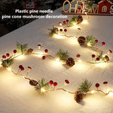 Christmas Forest-Style Decorative String Light | 200cm, 20 Warm White LEDs, Adorned with Pine Needles, Pinecones & Red Berries, Battery-Powered (Batteries Not Included), Hang Anywhere, Creates a Cozy Holiday Atmosphere