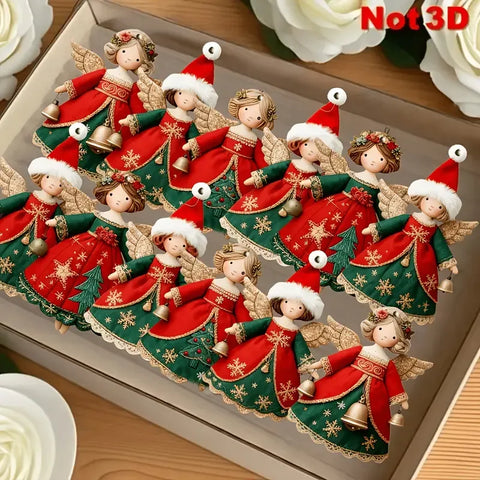 24-Pack Christmas Angel Hanging Ornaments | 2D Flat Pendants to Brighten Your Warm Holiday Atmosphere