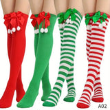Christmas Over-the-Knee Socks, Handmade Polyester-Cotton Bows, Sweet & Warm Holiday Outfit. 4-Pack A02 Combo Set In Australia - Darrahopens