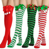 Christmas Over-the-Knee Socks, Handmade Polyester-Cotton Bows, Sweet & Warm Holiday Outfit. 4-Pack A02 Combo Set In Australia - Darrahopens