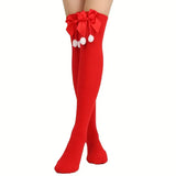 Christmas Over-the-Knee Socks, Handmade Polyester-Cotton Bows, Sweet & Warm Holiday Outfit. 4-Pack A02 Combo Set In Australia - Darrahopens